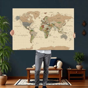 Extra Large World Map Canvas Print – Detailed Map of the