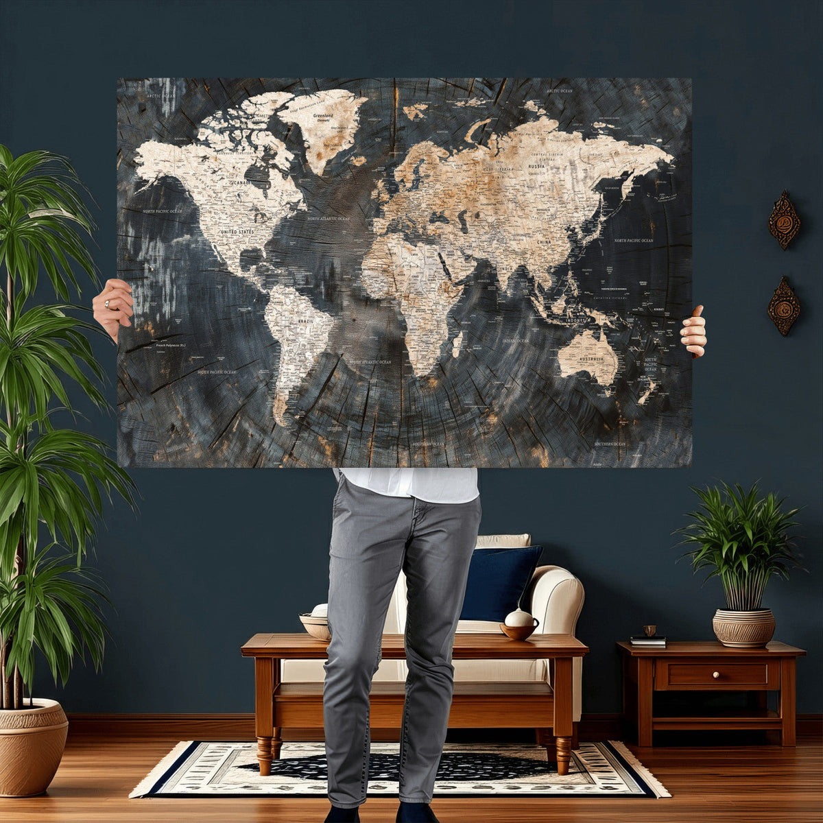 World Map Canvas Print – Detailed Map of the World Wall Art