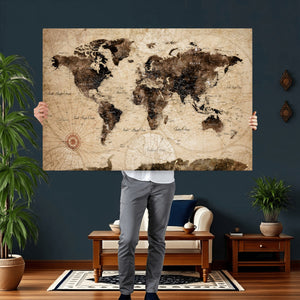 World Map Wall Art Canvas Print