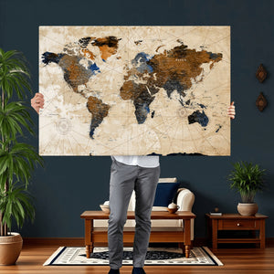 World Map Canvas Print – Framed Travel Map Wall Art for