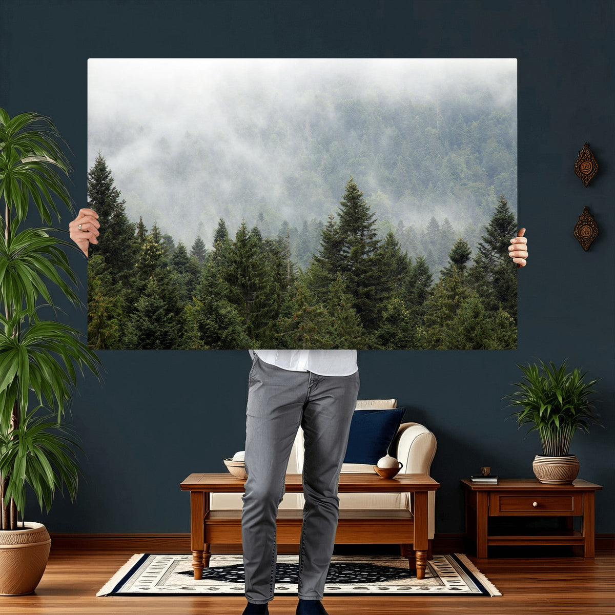 Misty Mountain Forest Wall Art Canvas Print