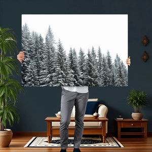 Misty Mountain Forest Canvas Print, Foggy Pine Trees Nature