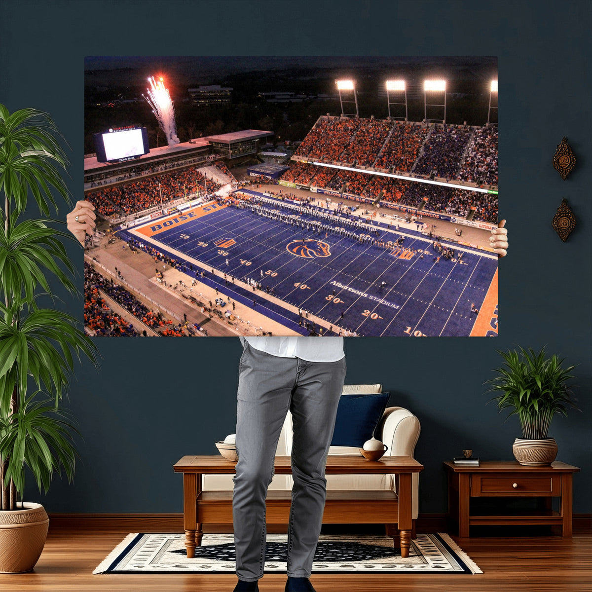 Boise State Stadium Large Wall Art Canvas Print for Living