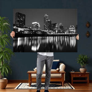 Austin Skyline Wall Art Canvas Print, Austin Downtown Night