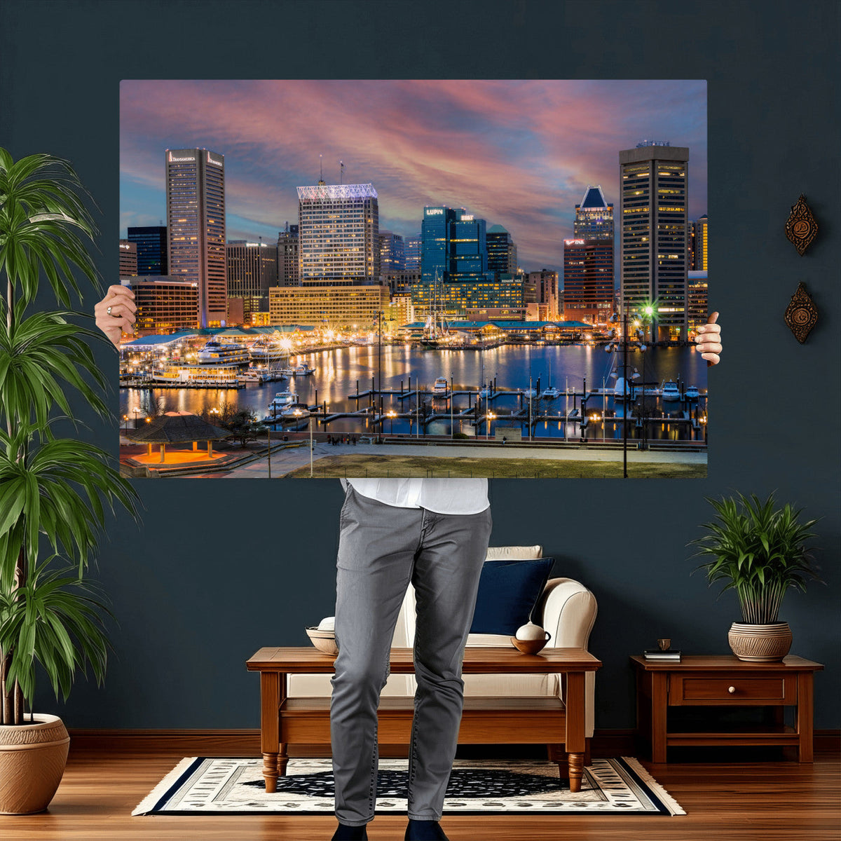 Baltimore Skyline Wall Art Canvas Print, Baltimore Downtown
