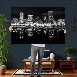 Baltimore Skyline Wall Art Canvas Print, Baltimore Downtown