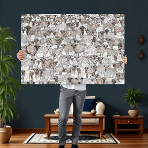 Abstract Texas Cow Wall Art Canvas Print - Farm Longhorn