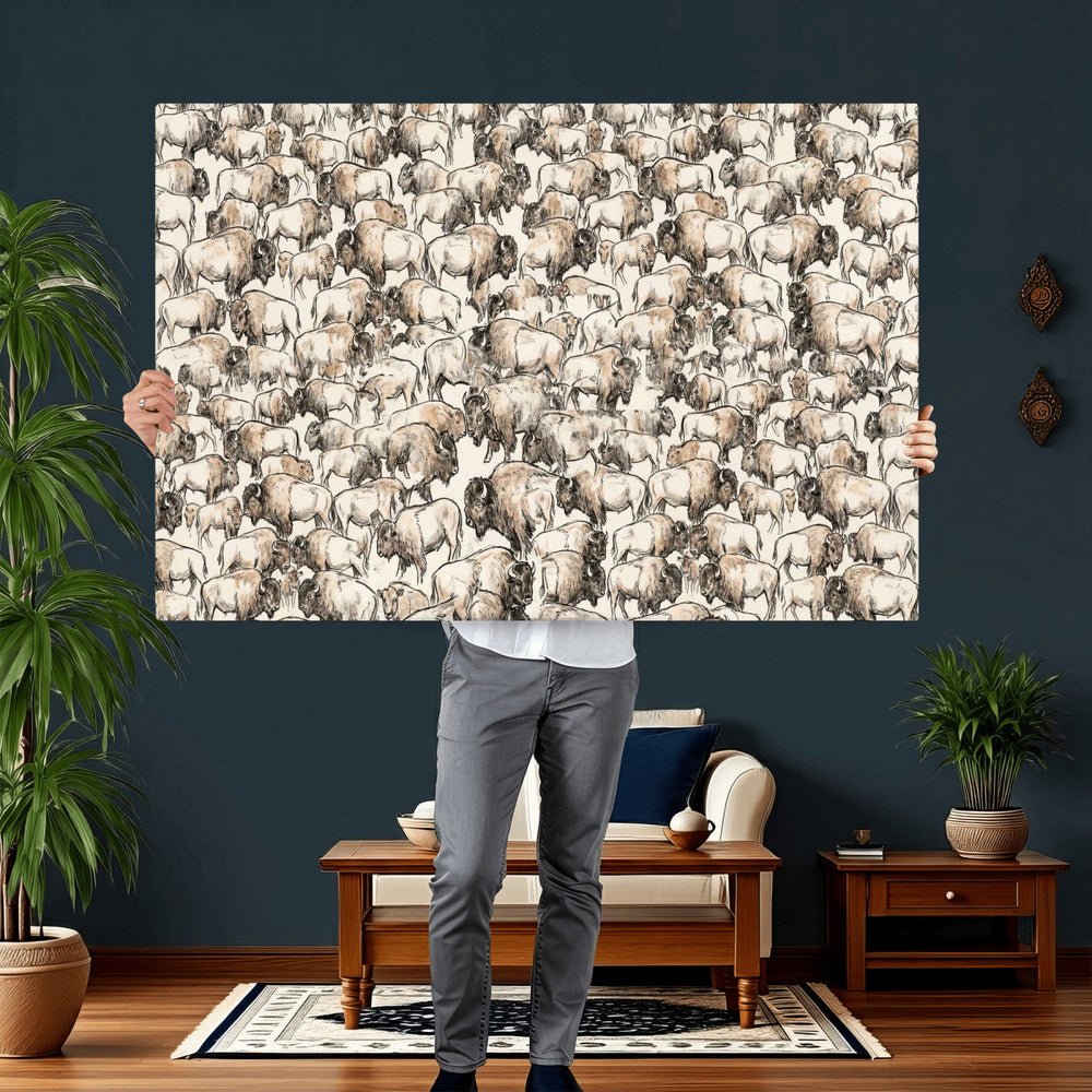 American Bison Canvas Print - Abstract Buffalo Wall Art