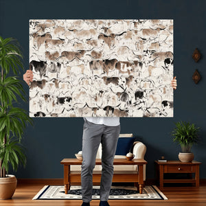 Abstract Texas Cow Canvas Print for Cabin and Western Home