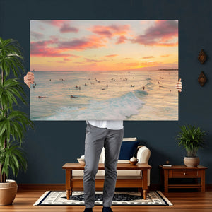 Sunset Beach Wall Art Canvas Print – Soft Coastal