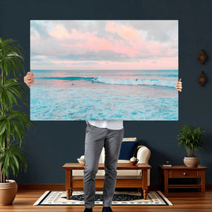 Ocean Wave Wall Art Canvas Print, Pastel Surf Seascape