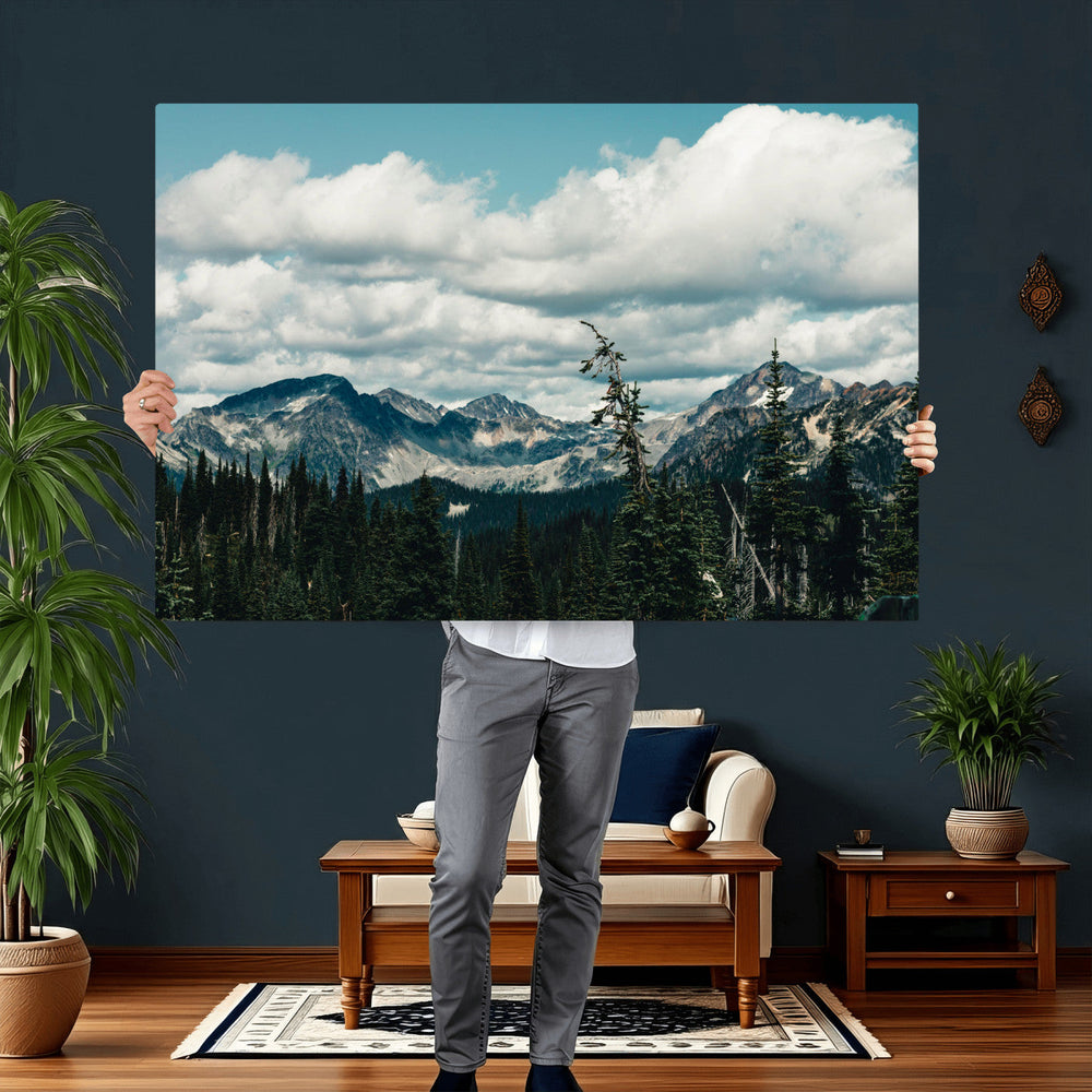 Mountain Forest Wall Art Canvas Print, Alpine Pine Tree