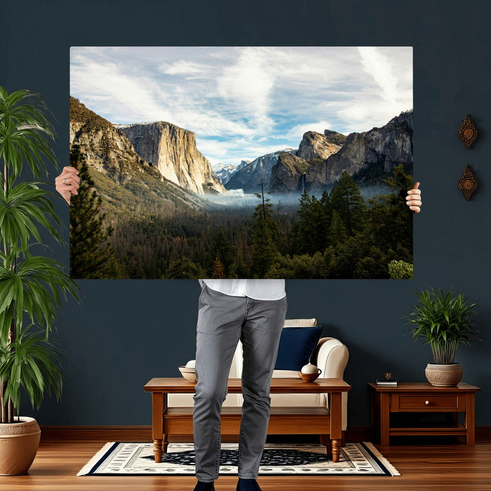 Yosemite Valley Mountain Wall Art Canvas Print, Granite