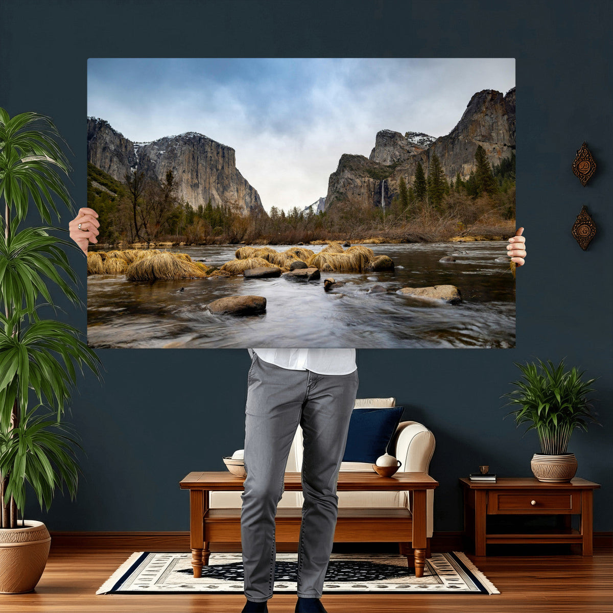 Yosemite Valley Mountain Landscape Wall Art Canvas Print,
