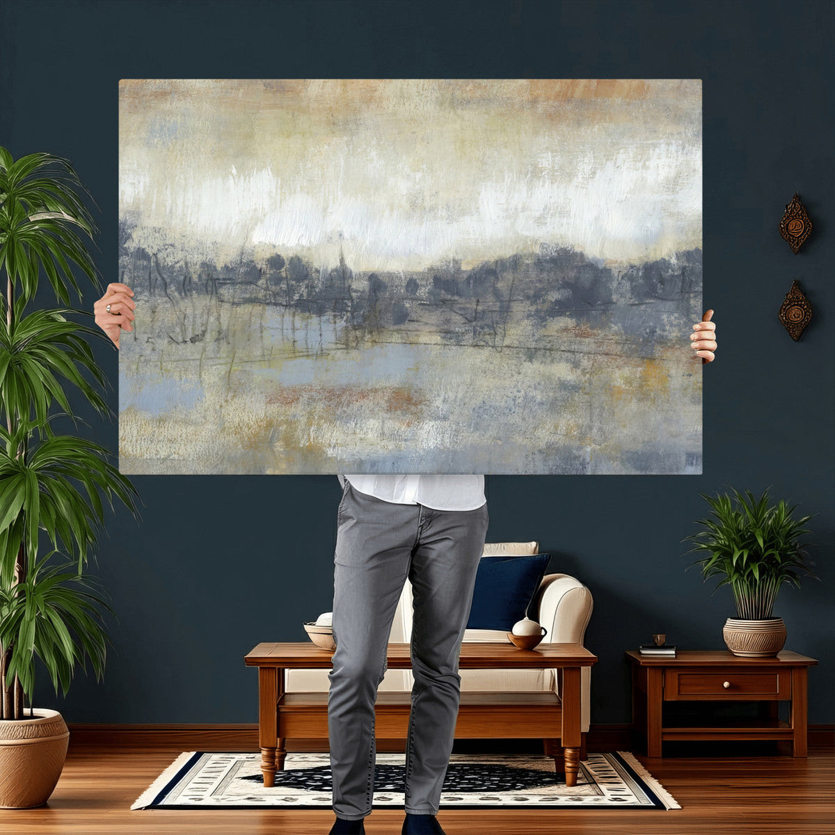 Abstract Neutral Landscape Painting Wall Art