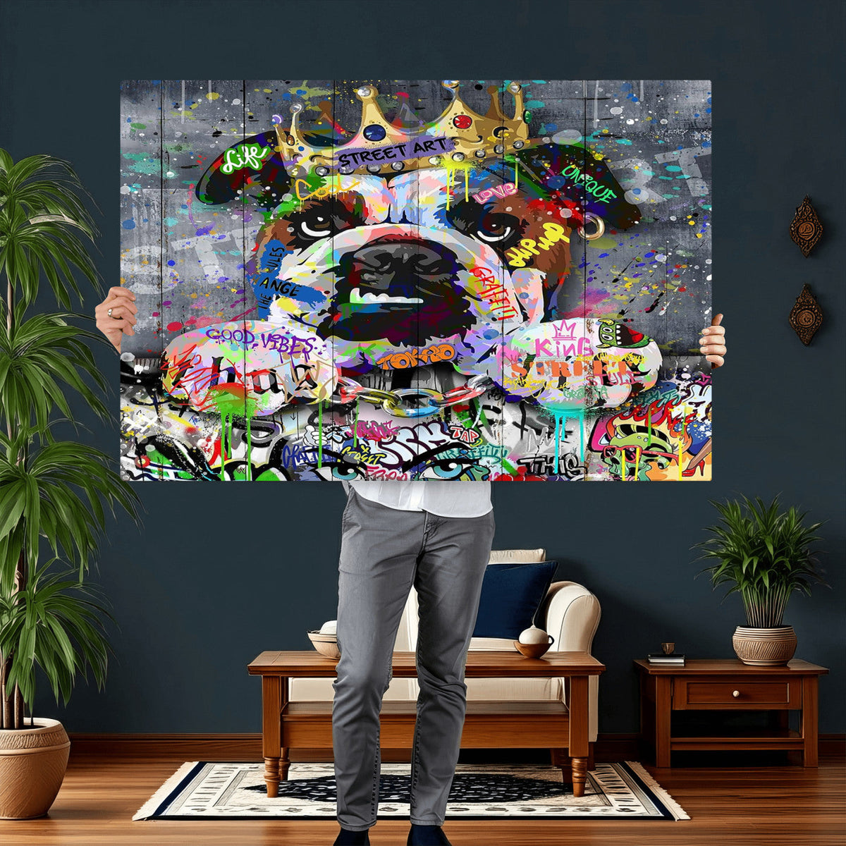 Graffiti Dog Wall Art Decor for Teen Bedroom - Abstract