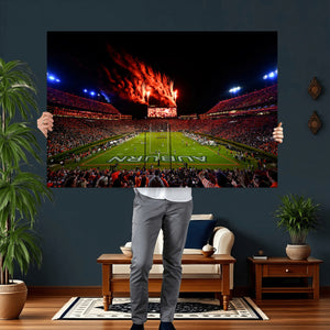 Auburn Stadium Wall Art Canvas Print, College Football Night