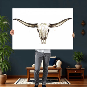 Longhorn Skull Wall Art Canvas Print – Rustic Western