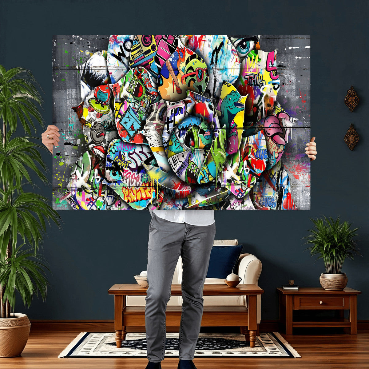 Abstract Graffiti Collage Street Art Wall Art Canvas Print