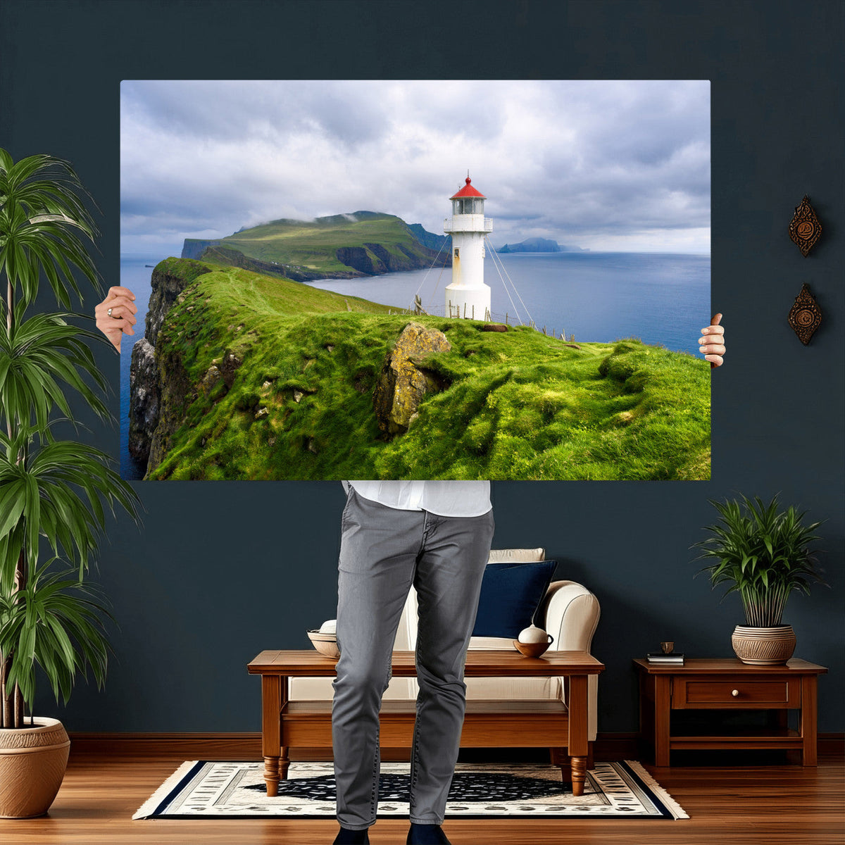 Cliffside Lighthouse Wall Art Canvas Print – Coastal