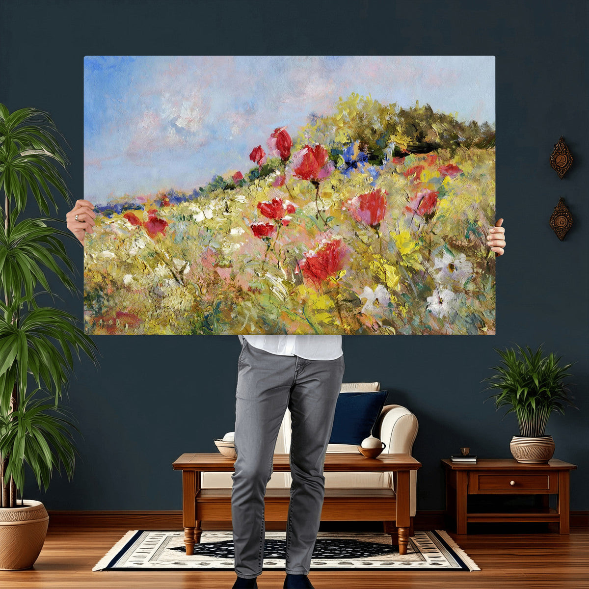 Abstract Mountain Landscape Wall Art Canvas Print – Textured
