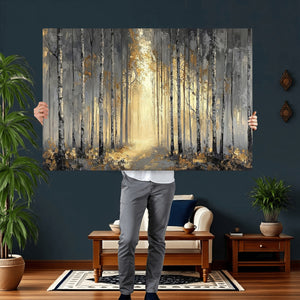 Abstract Birch Forest Wall Art Canvas Print – Modern Neutral