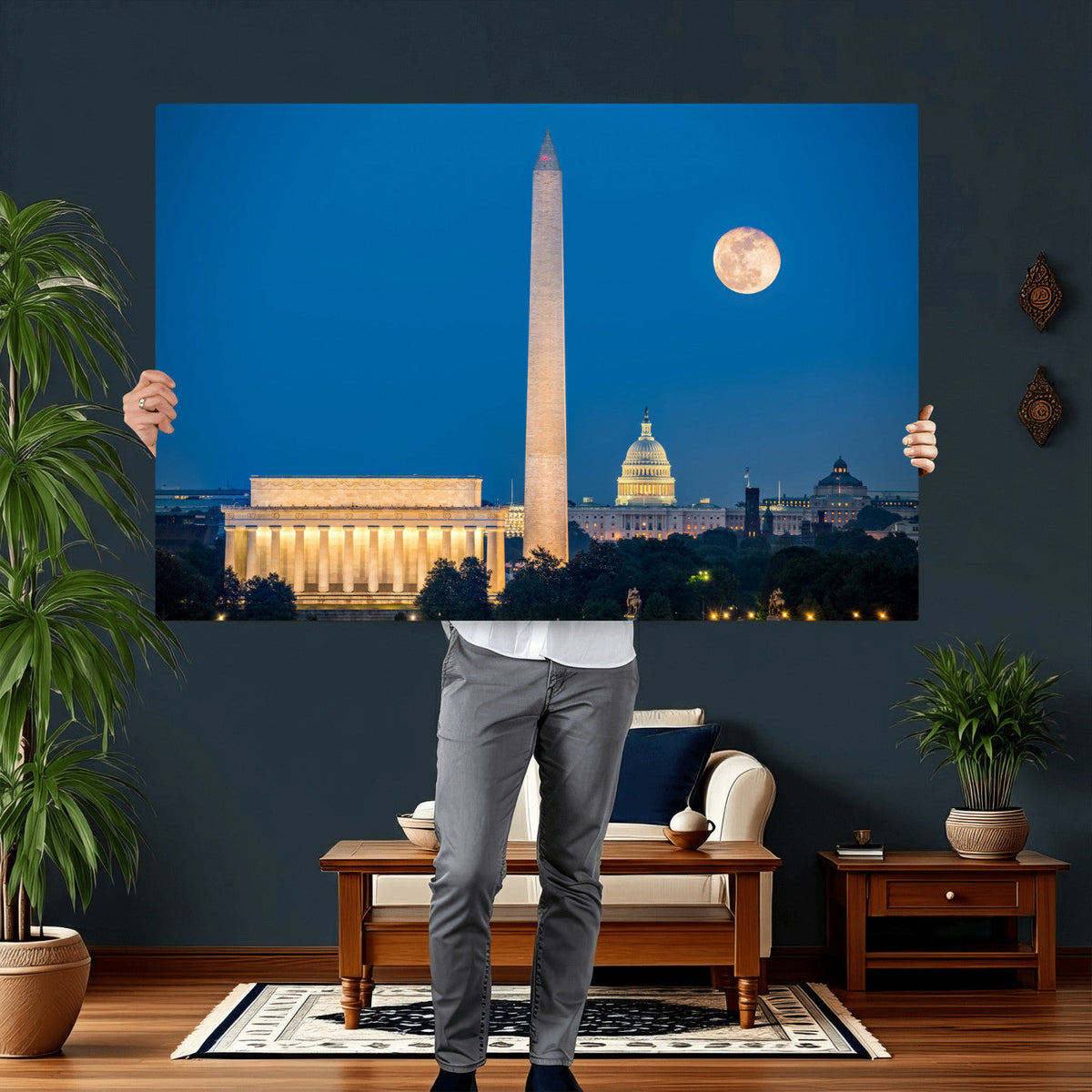 Washington DC Skyline Wall Art Canvas Print – Lincoln