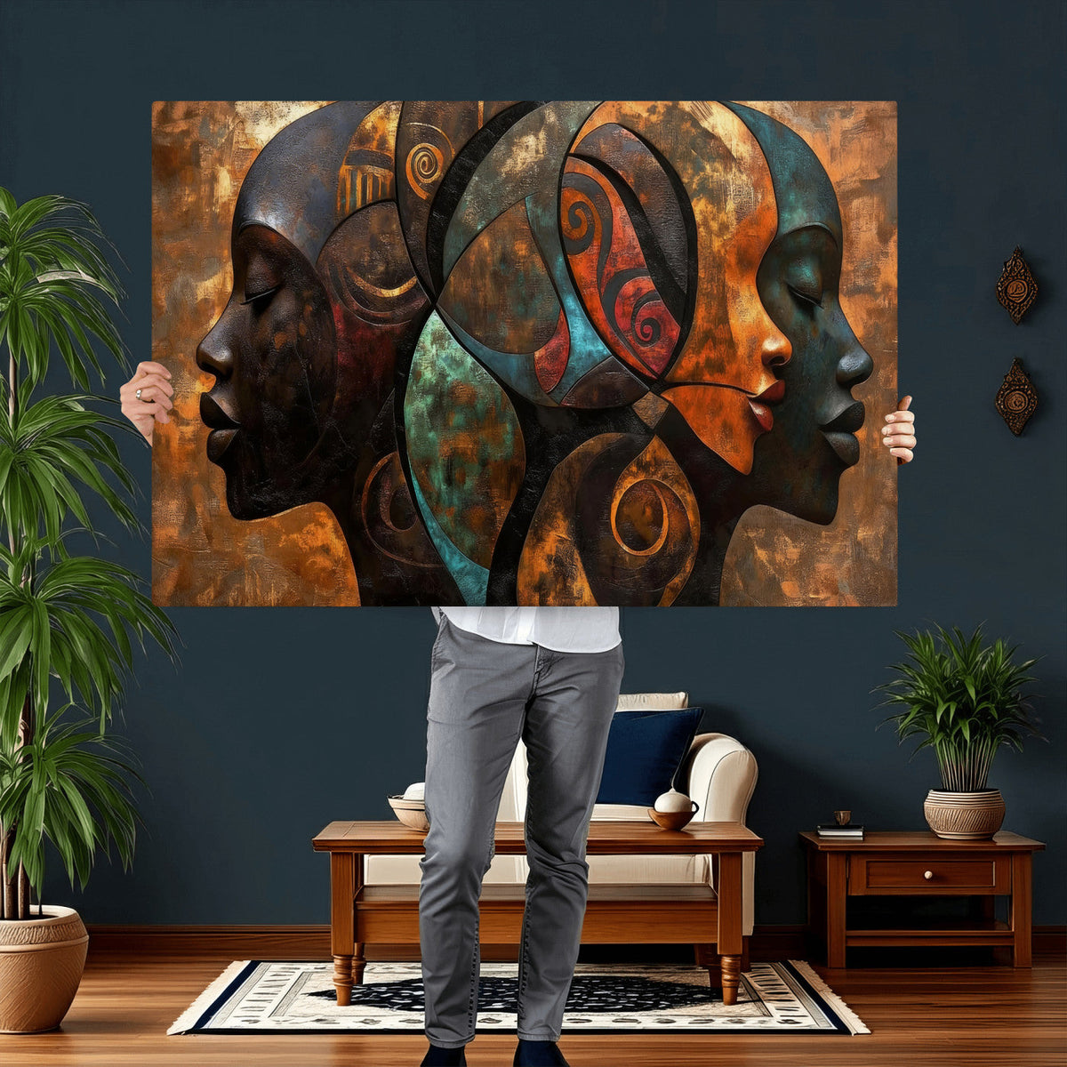 Abstract Afro American Women Wall Art Canvas Print