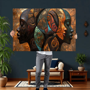 Abstract Afro American Women Wall Art Canvas Print