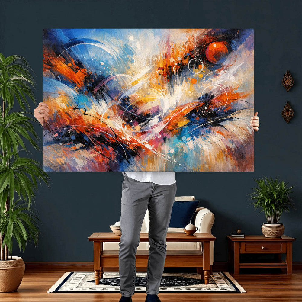 Lyrical Abstraction Wall Art Canvas Print, Orange Blue