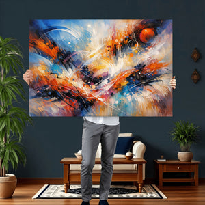 Lyrical Abstraction Wall Art Canvas Print, Orange Blue