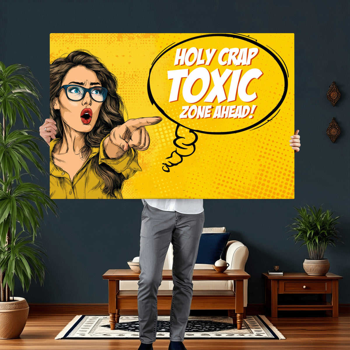 Pop Art Print Bathroom Sign Wall Art Canvas Print — Funny