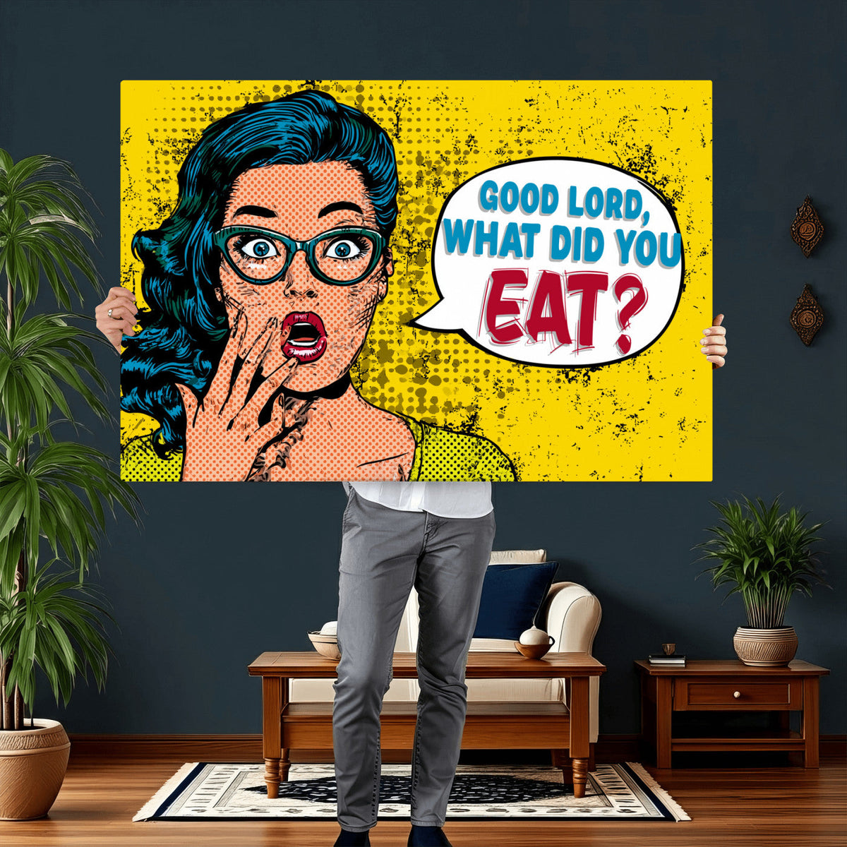 Pop Art Print Bathroom Sign Wall Art Canvas Print — Funny
