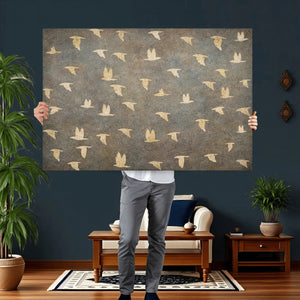 Flying Birds Canvas Wall Art, Vintage Bird Flock Pattern