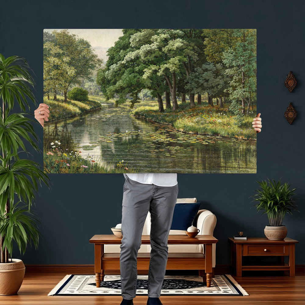 Forest Stream Canvas Wall Art, Peder Monsted A Forest Stream