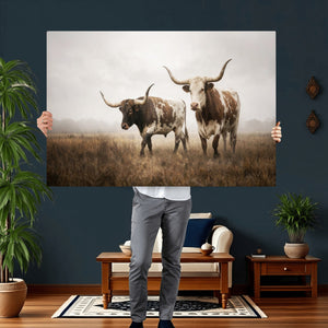 Texas Longhorn Canvas Wall Art Western Bull Desert Moody