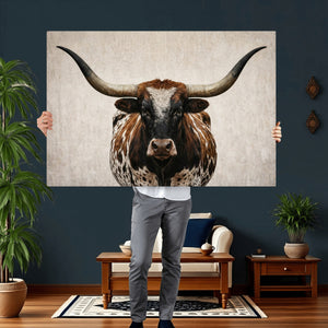 Texas Longhorn Canvas Wall Art Western Bull Desert Moody
