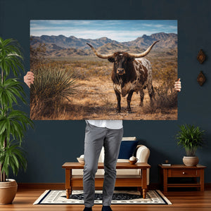 Texas Longhorn Canvas Wall Art Western Bull Desert Moody