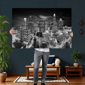 Charlotte Skyline Canvas Wall Art Print – North Carolina Cityscape Photography Print