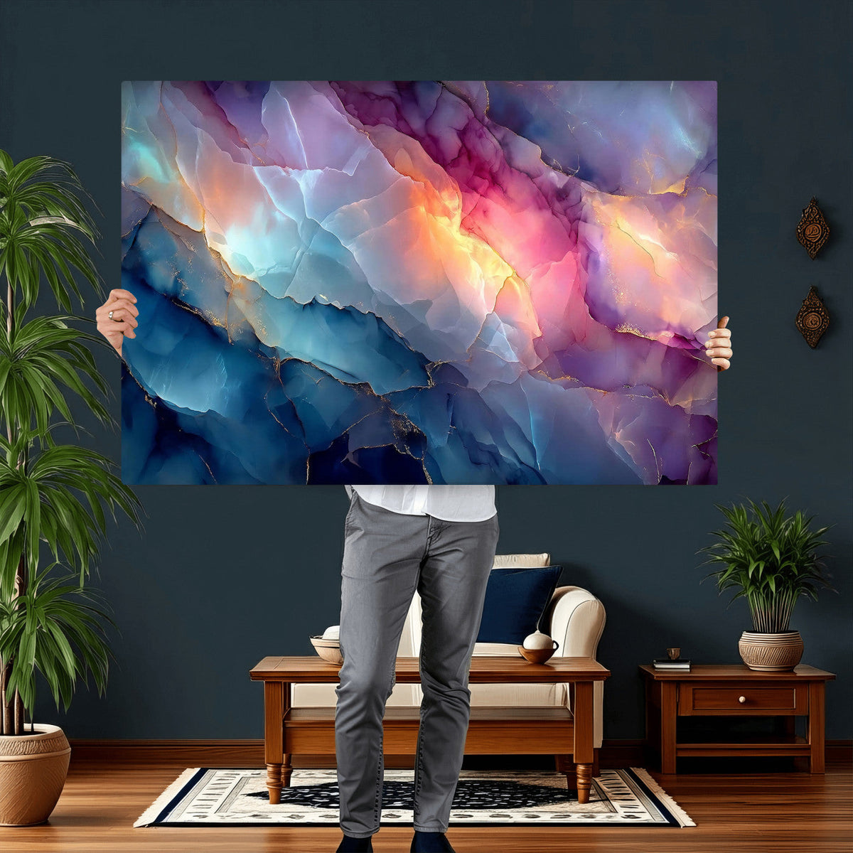 Colorful Abstract Canvas Wall Art Print, Vibrant Popup Color Art Print