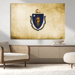 Massachusetts Flag Wall Art Canvas Print