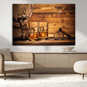 Rustic Whiskey and Barrel Canvas Print