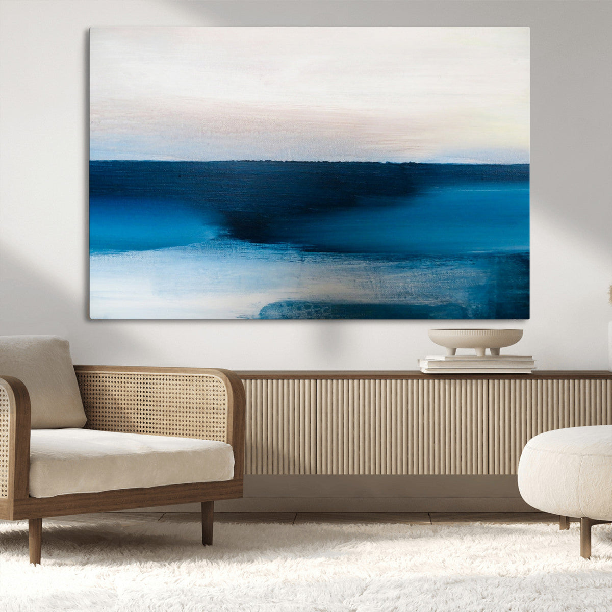 Dark Blue Abstract Wall Art Canvas Print