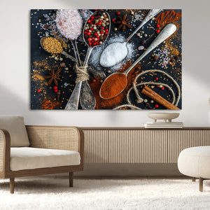 Spices and Seasonings Canvas Wall Art – Colorful Triptych