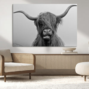 Texas Cow Wall Art Canvas, Texas Longhorn Cattle Canvas