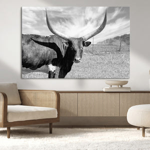 Cattle Wall Art Longhorn Cow Canvas Print