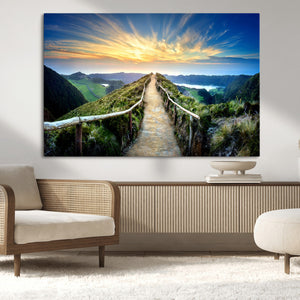 Mountain and Sunset Wall Art Canvas Print