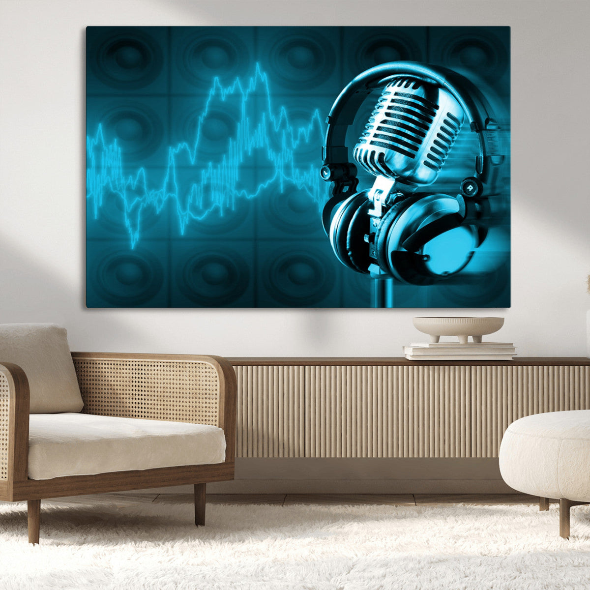 Music and Microphone Wall Art Canvas Print