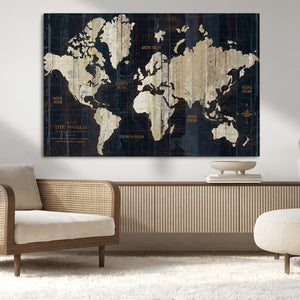 World Map Canvas Print – Detailed Map of the World Wall Art