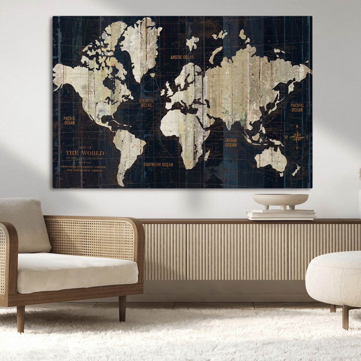 Antique Old World Map Wall Art Canvas Print